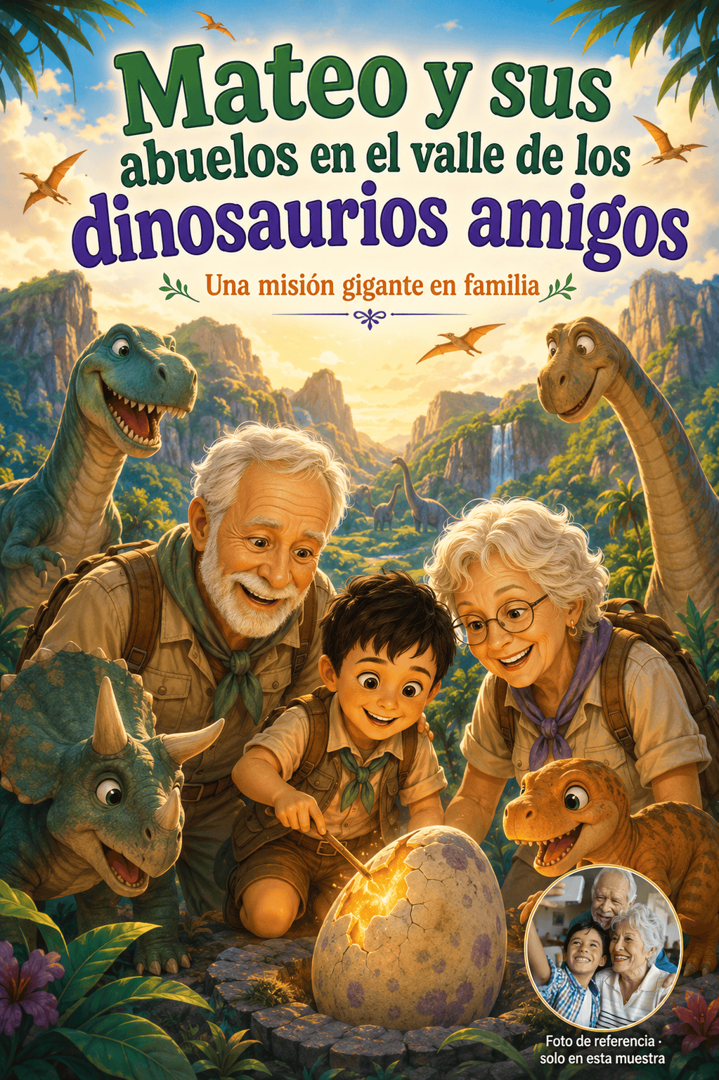 Portada de 👦👵👴 Mateo con sus abuelos en el valle de los dinosaurios amigos