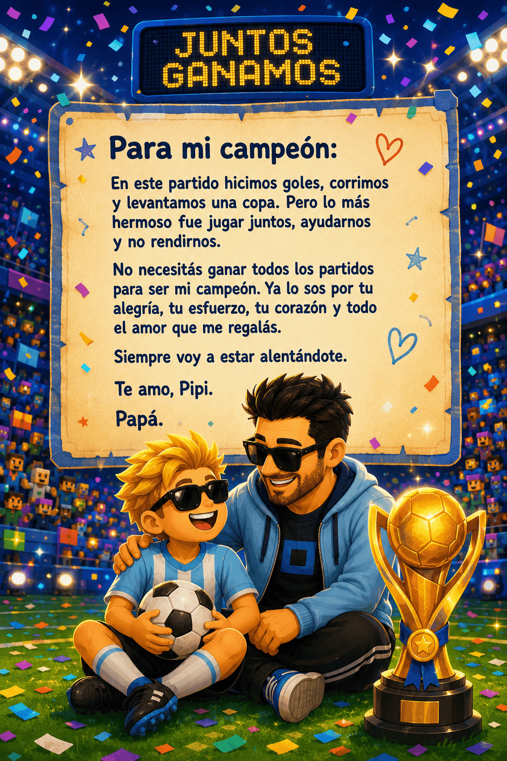 Dedicatoria de la aventura de fútbol