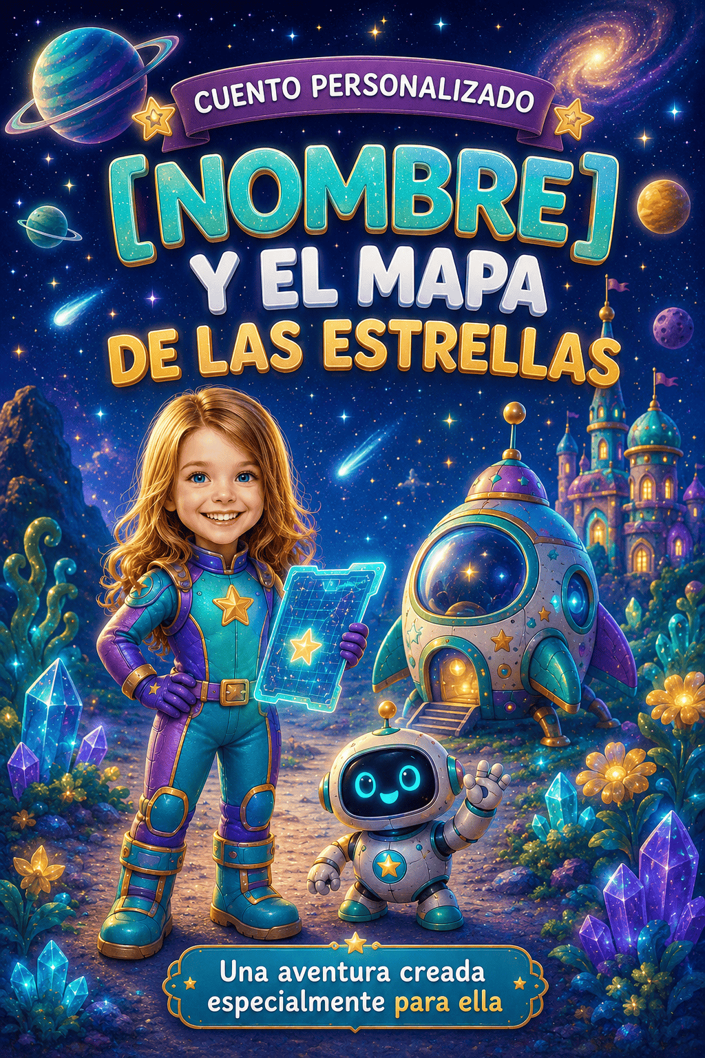 Portada de cuento espacial personalizado