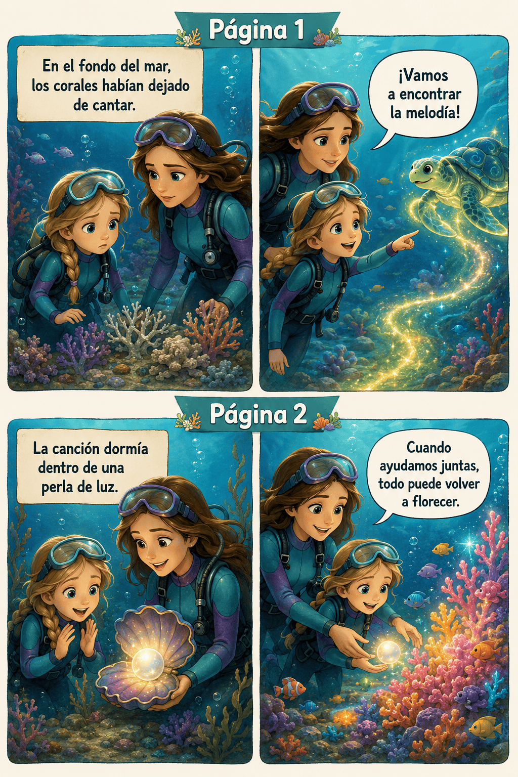 Páginas de 👩‍👧 Emma y mamá en el mar de los corales cantores