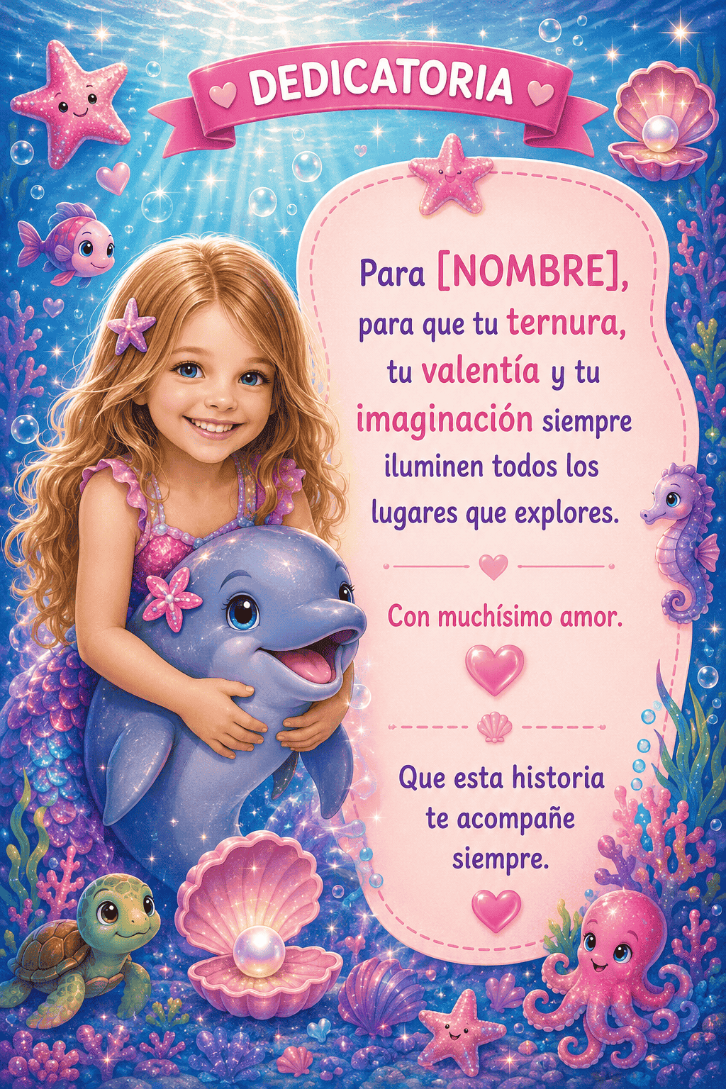 Dedicatoria final de cuento submarino personalizado