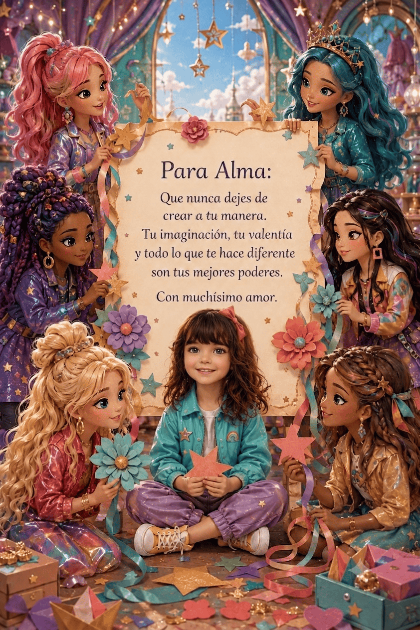 Dedicatoria de Alma y las muñecas del Arcoíris
