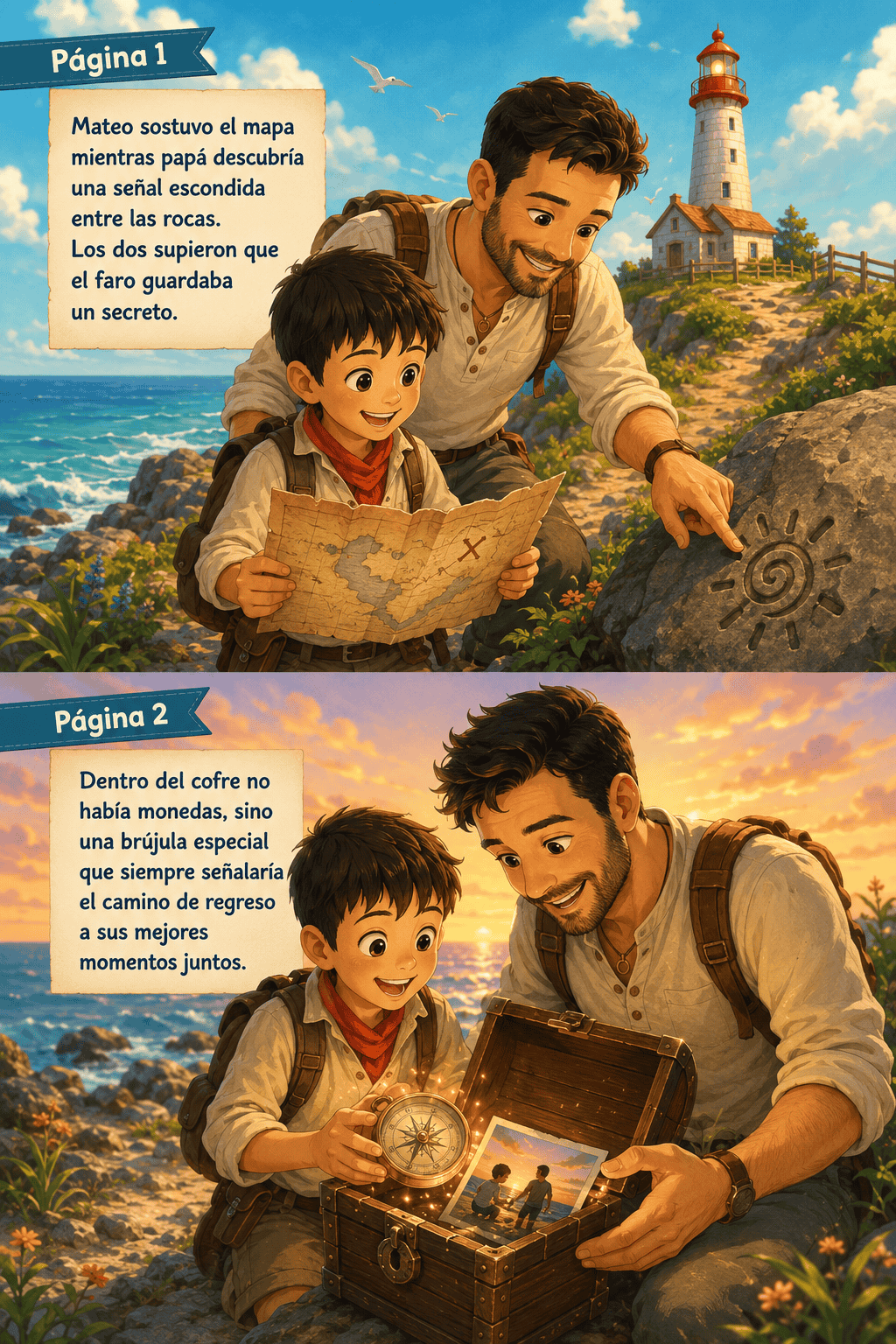 Páginas de 👨‍👦 Tomás y papá en la isla del faro secreto