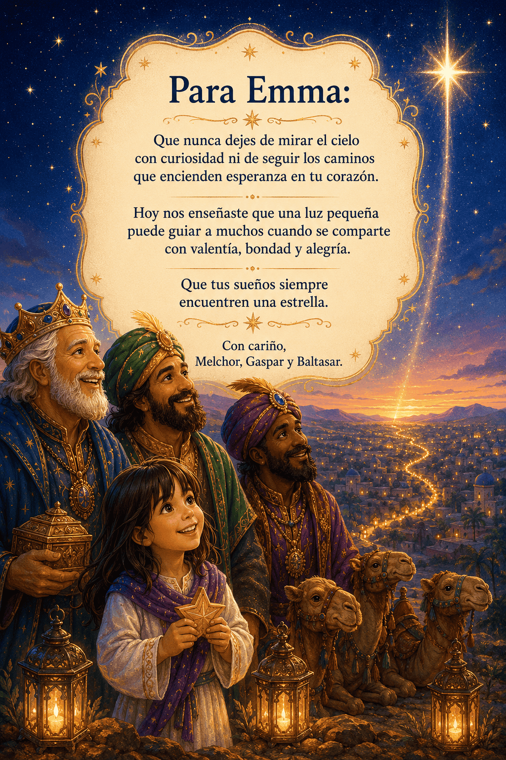 Dedicatoria de los Reyes Magos para Emma