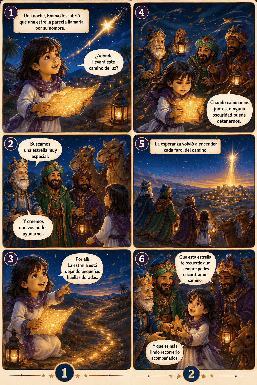 Páginas de Emma siguiendo la estrella con los Reyes Magos