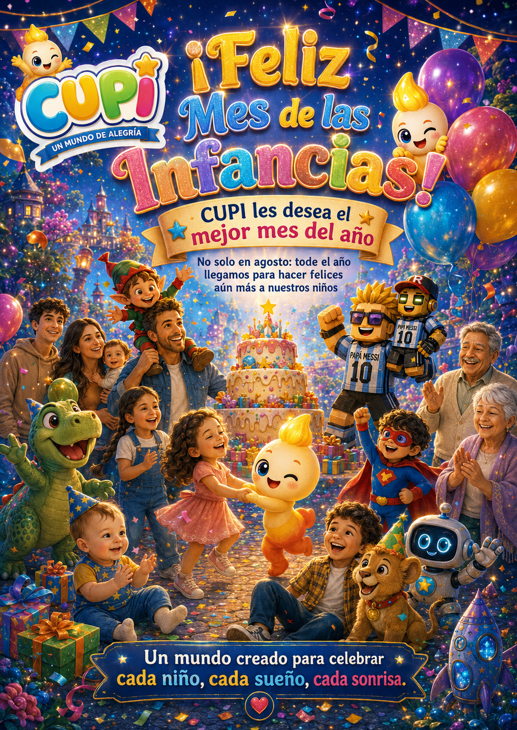 Feliz mes de las infancias con CUPI, Lumi y personajes del universo CUPI